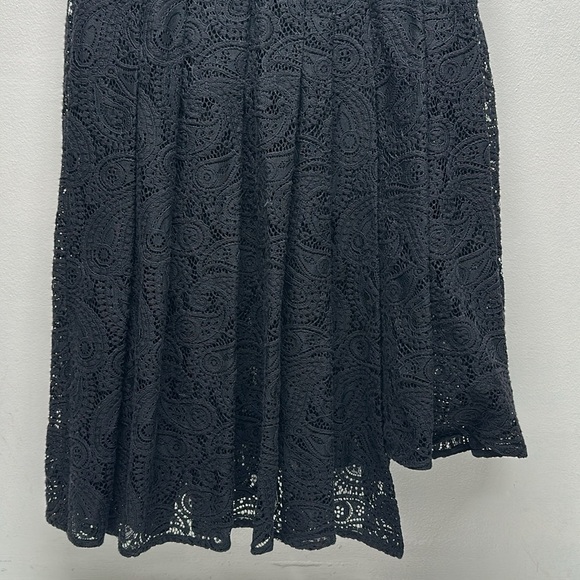 Maje Jalilo Skirt Buckled Asymmetric Hem Pleated Guipure Lace Midi Black Size 40 - Picture 5 of 12